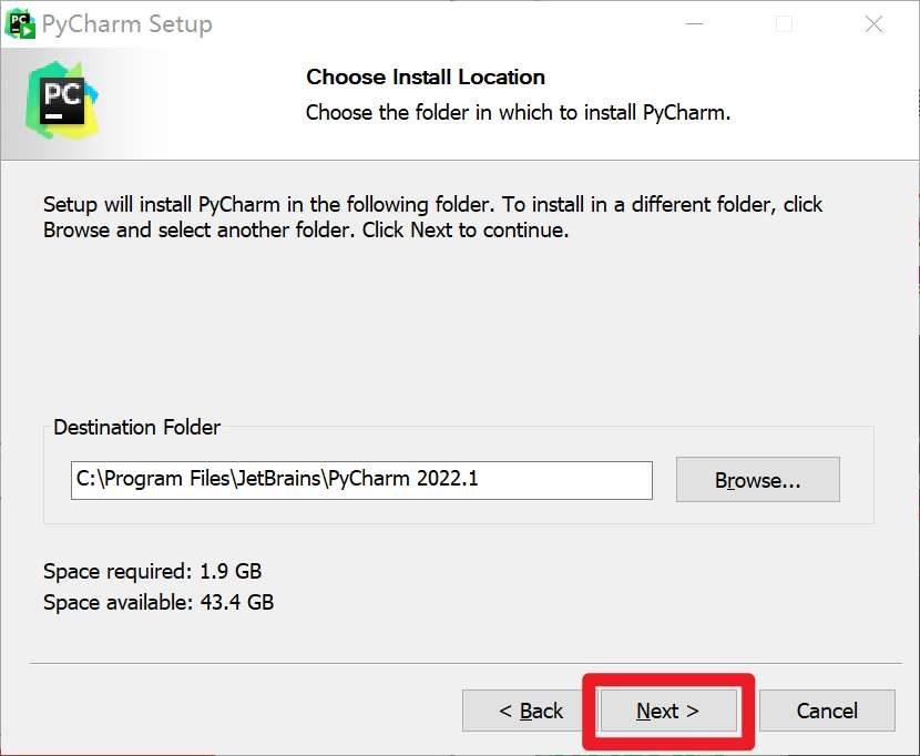 Pycharm 2022.1安装第一步